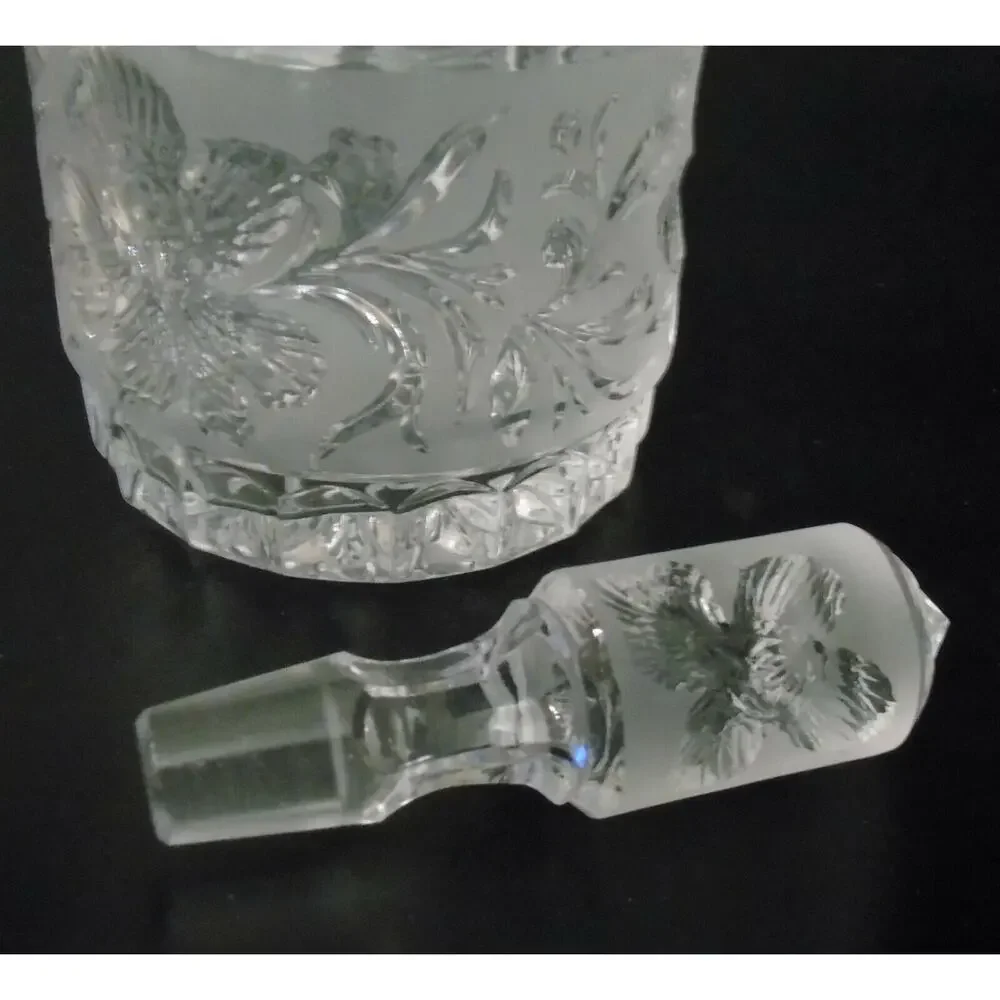Glass Decanter Bottle & Stopper Orchid Flower Design 15
